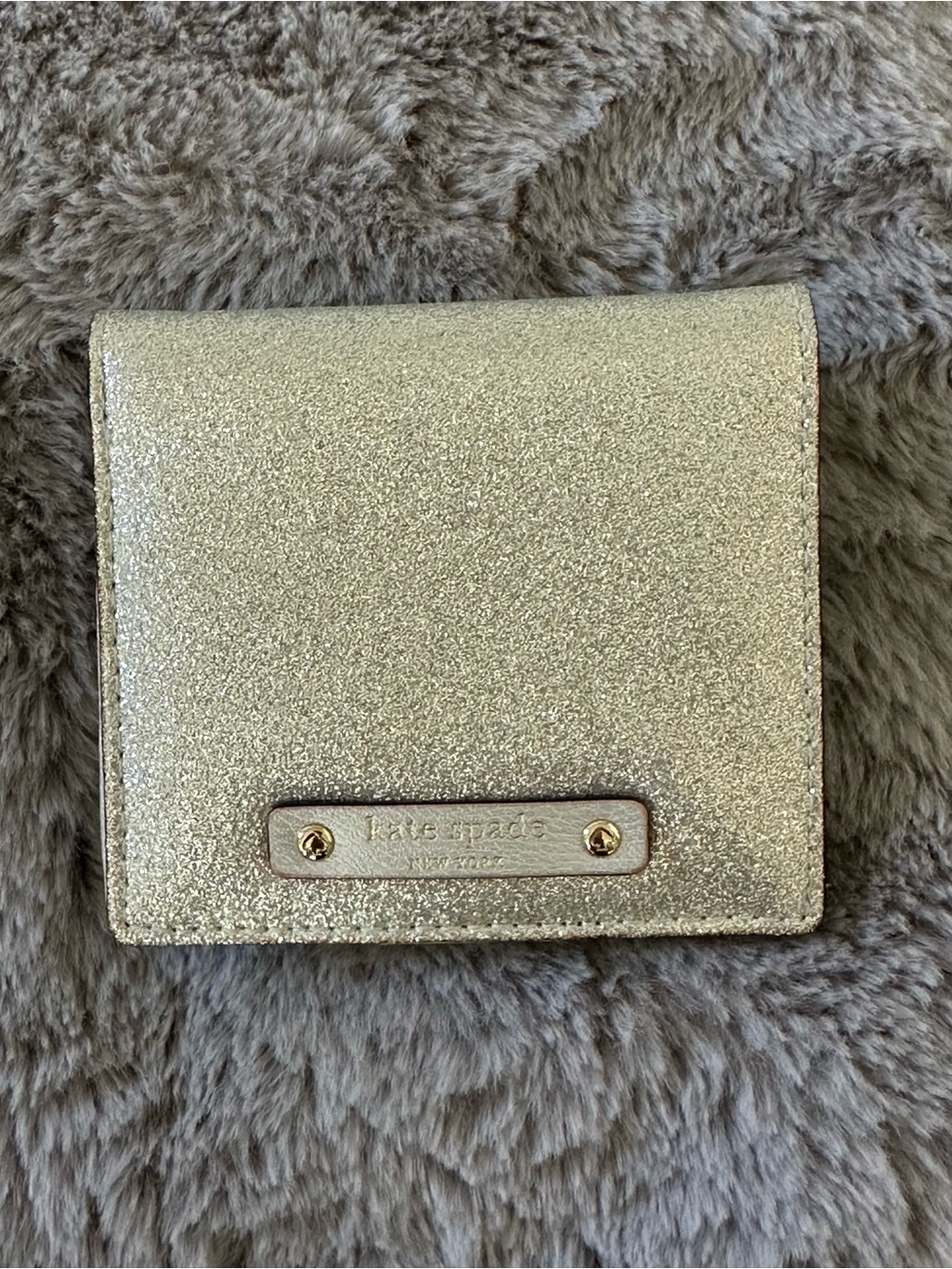kate spade silver glitter compact slim bi-fold wallet with coin purse - Picture 3 of 12